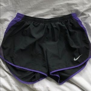 nike black and purple tempo running shorts